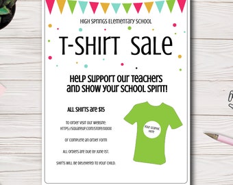 T-shirt Sales Flyer Template, PTA, PTSA, PTO, Church Fundraiser Flyer Template, Printable File, Edit yourself, Easy to use Template