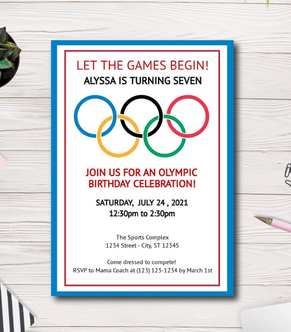 Olympics Birthday Invite, Let the Games Begin, Custom Printable Birthday Party Invite, Tween Birthday, Easy to use Template Il_570xn