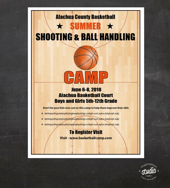 Summer Basketball Camp Flyer Camp Flyer Basketball Custom Etsy