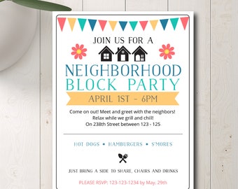 Block Party Flyer Template | Backyard Grill & Chill Invite (Edit Yourself)