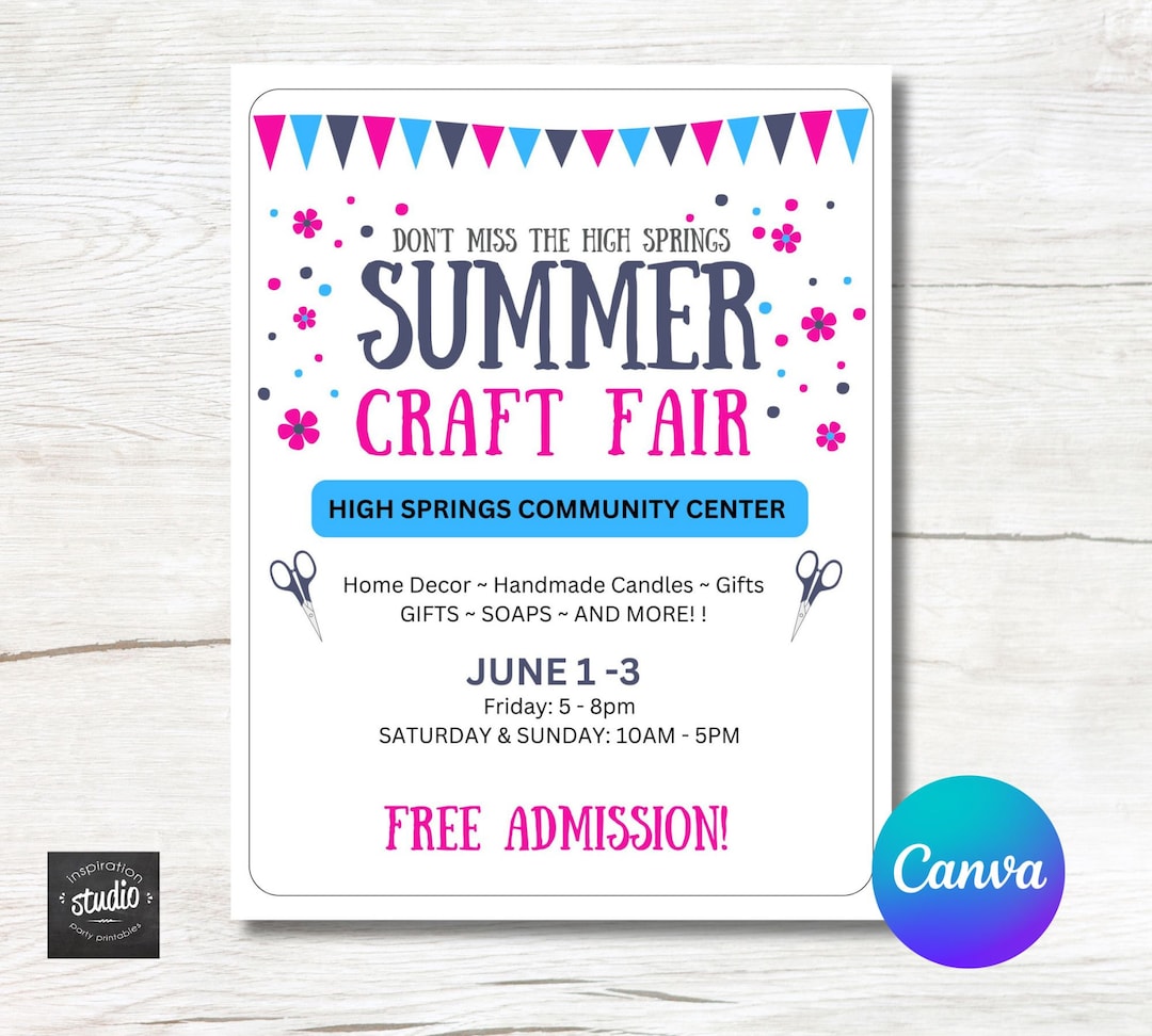Craft Show Flyer Examples Customizable Summer Craft Fair Flyer Template. School, Church, PTA or ...