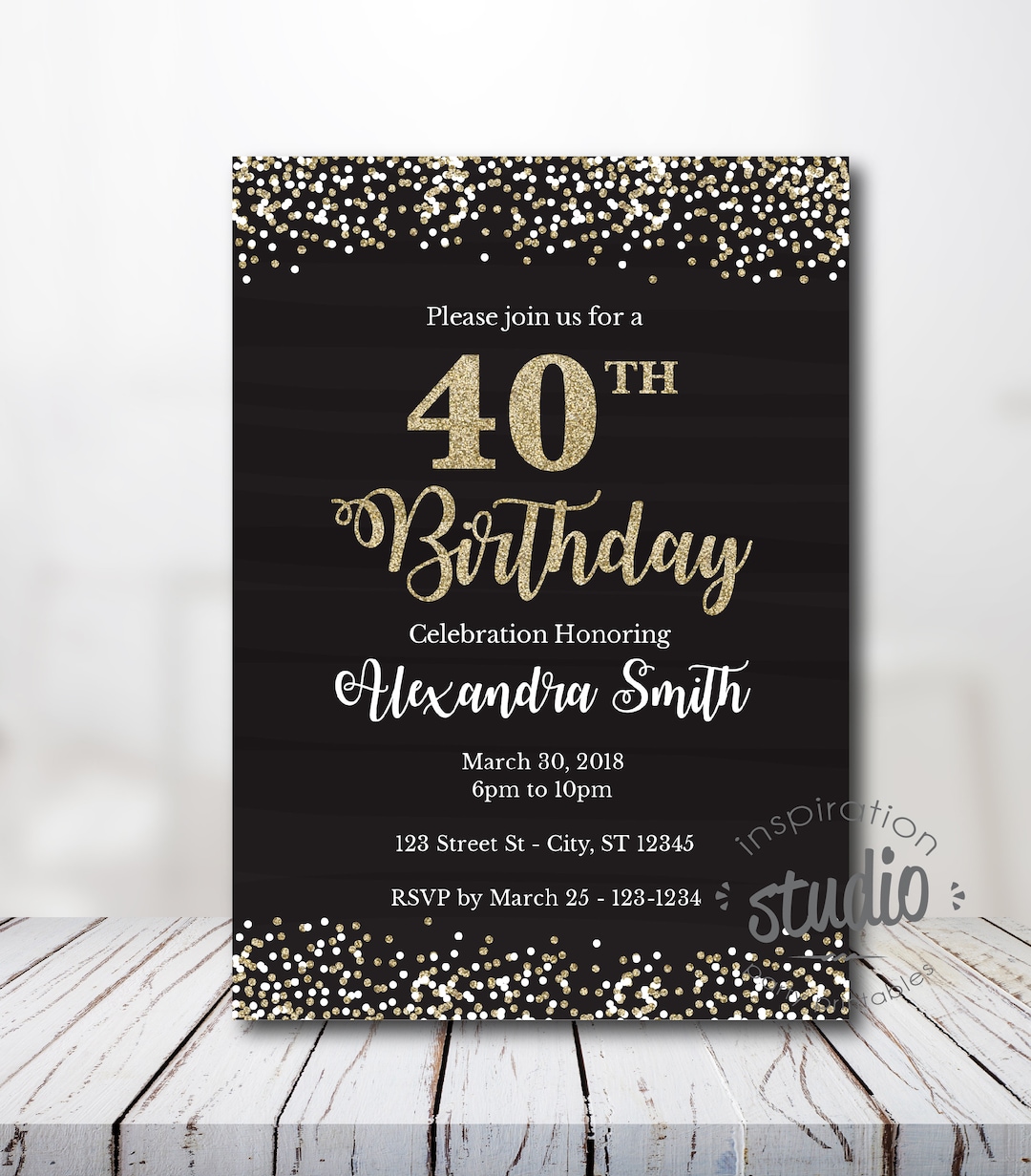 40th Birthday Invitation Template, 40th Birthday Invite