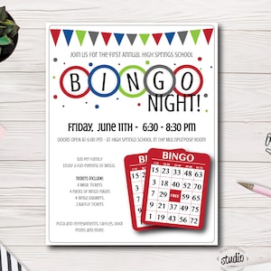 Custom Bingo Night Flyer Template for Family Fun | Editable and Easy to Use Design for School and Church Events