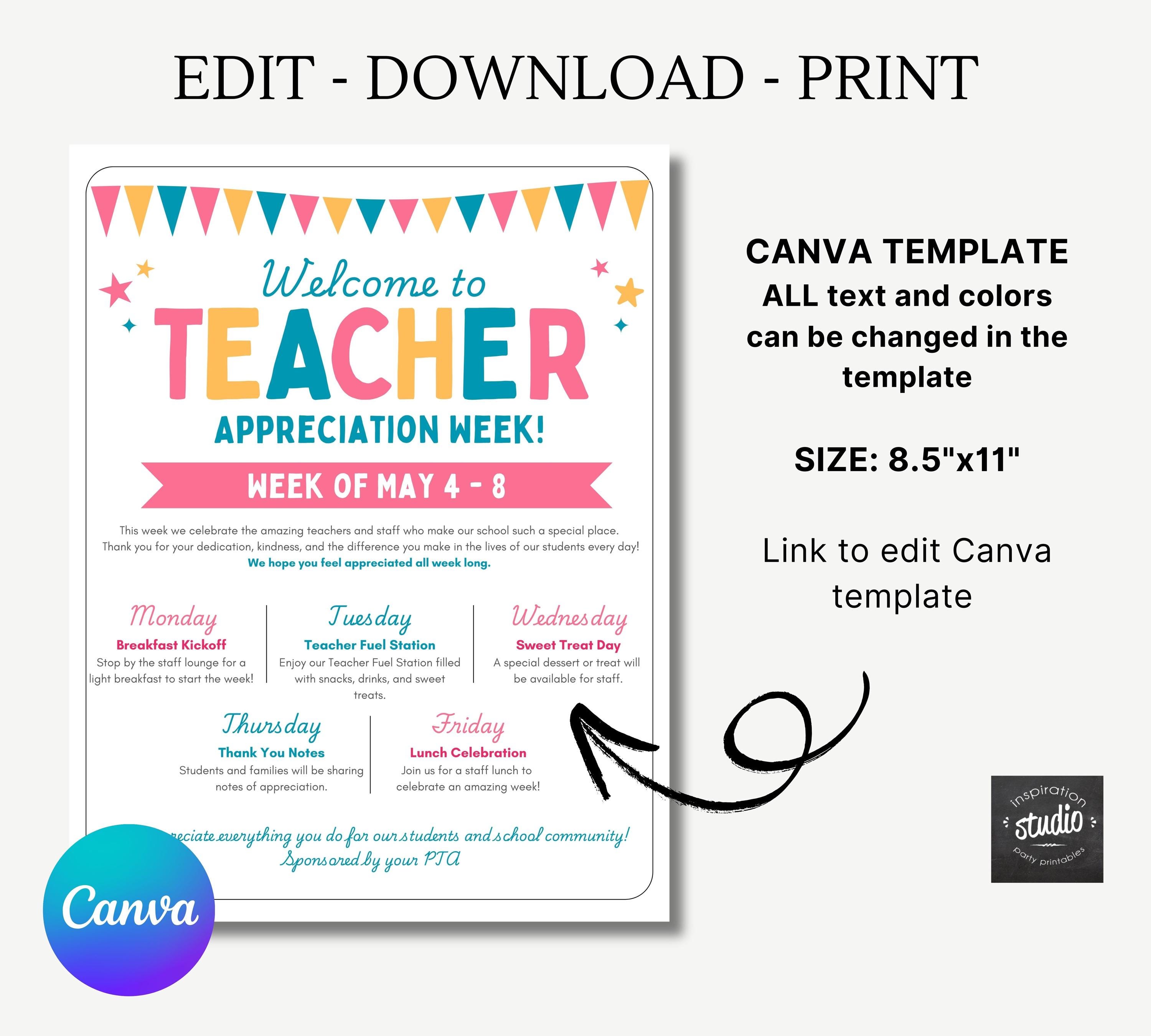 Teacher Appreciation Week Printable Bundle | Snack Cart, Favorite ...