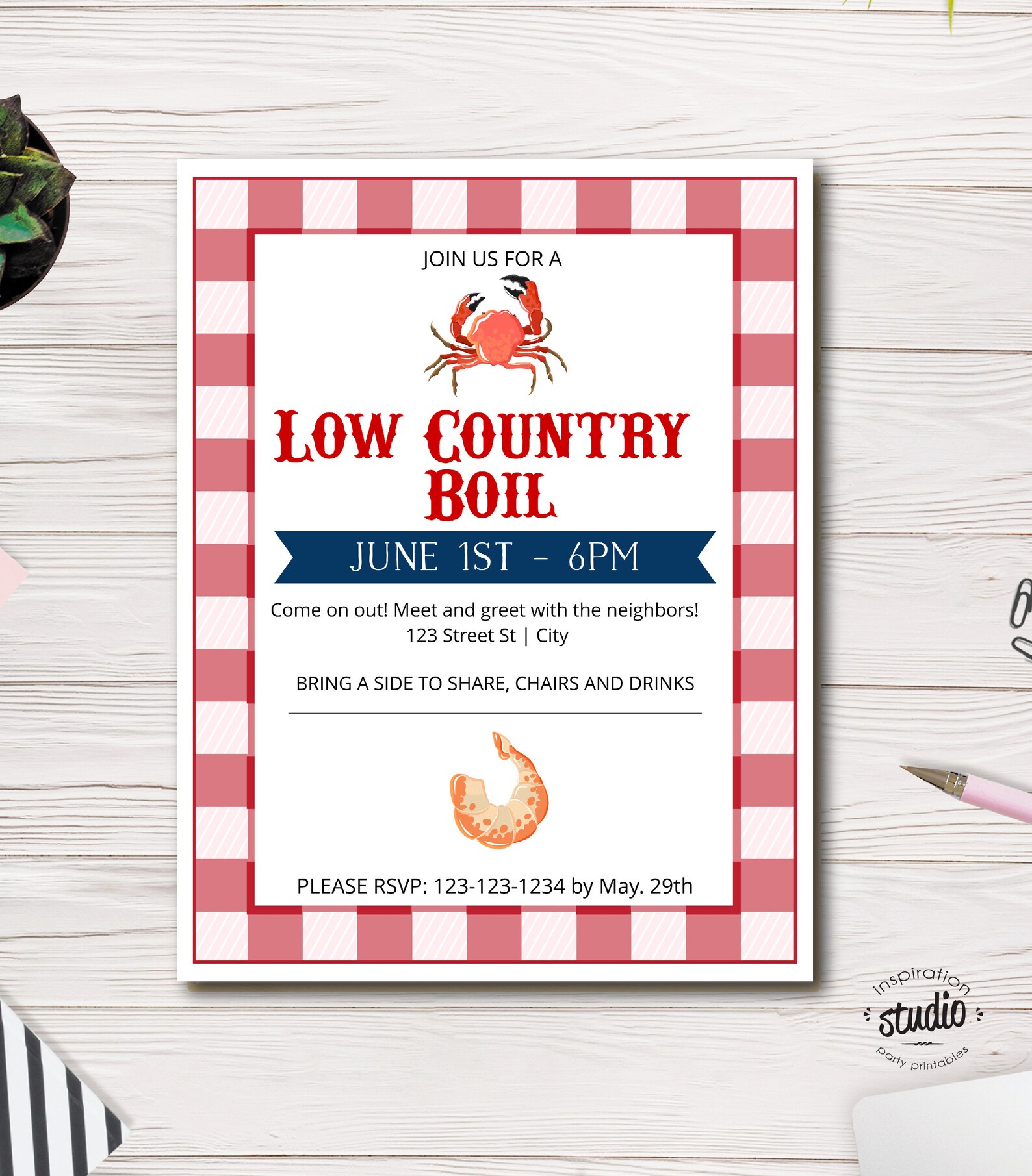 Low Country Boil Invitation Template Shrimp Boil Summer - Etsy