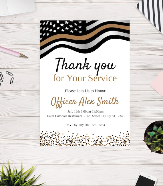 Sheriff Retirement Invitation, Retire Invite Template, Retirement Invitation Template, Thank you for your service, Easy to use Template Il_570xn