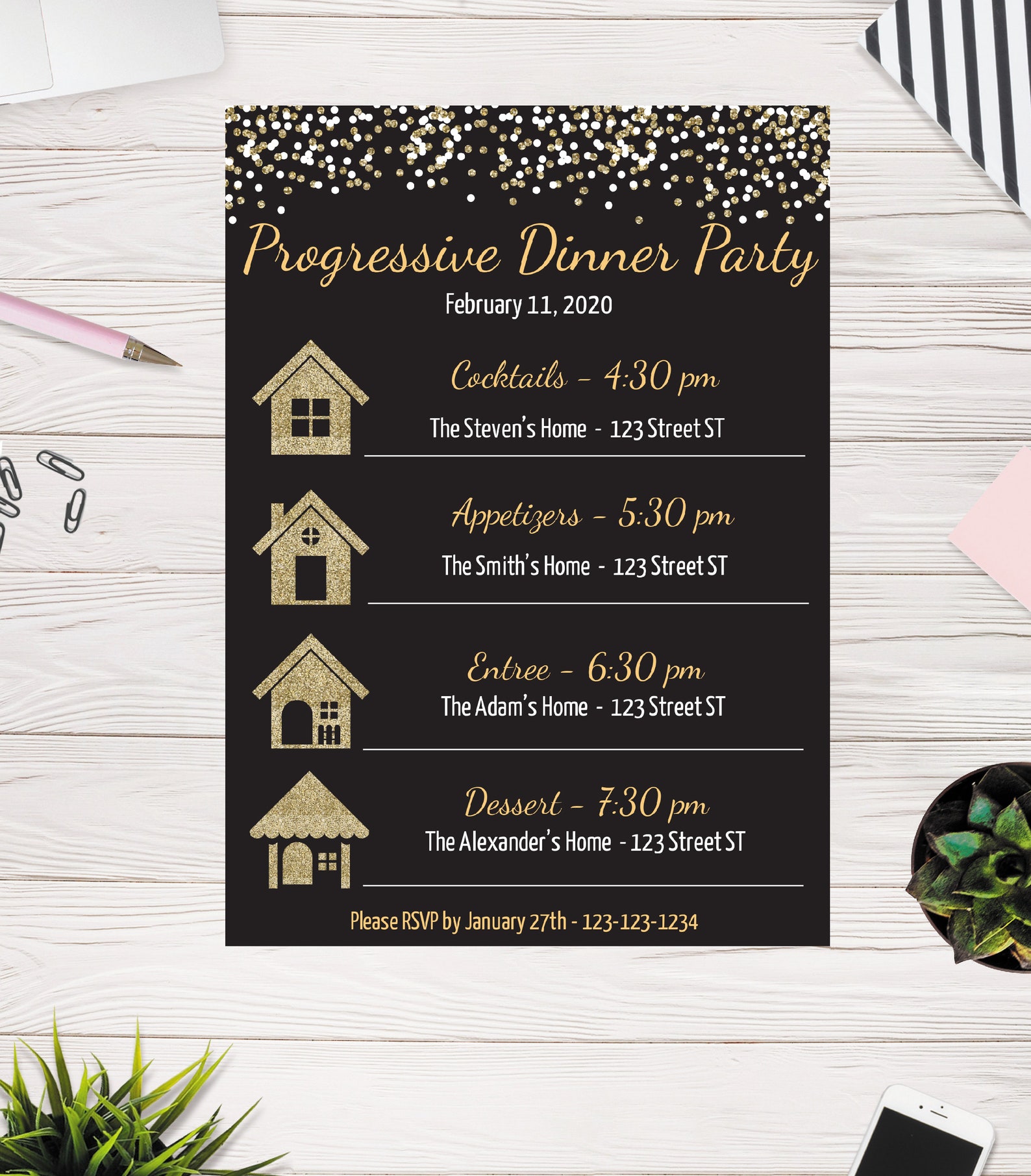 Progressive Dinner Party Invite Template Neighborhood Dinner Etsy Progressive Dinner Party Invite Template Neighborhood Dinner Etsy