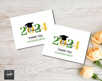 Graduation Thank You Folded Card Template | You pick the colors | Printable Invitation | Easy to use | Thank you Note | Class of 2024