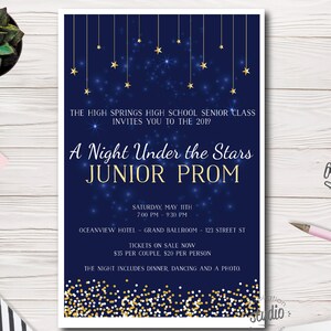 Paquet de bal de fin d'année à faire soi-même : sous les étoiles affiche de bal pour juniors et seniors à imprimer, billets, flyer et invitation image 7