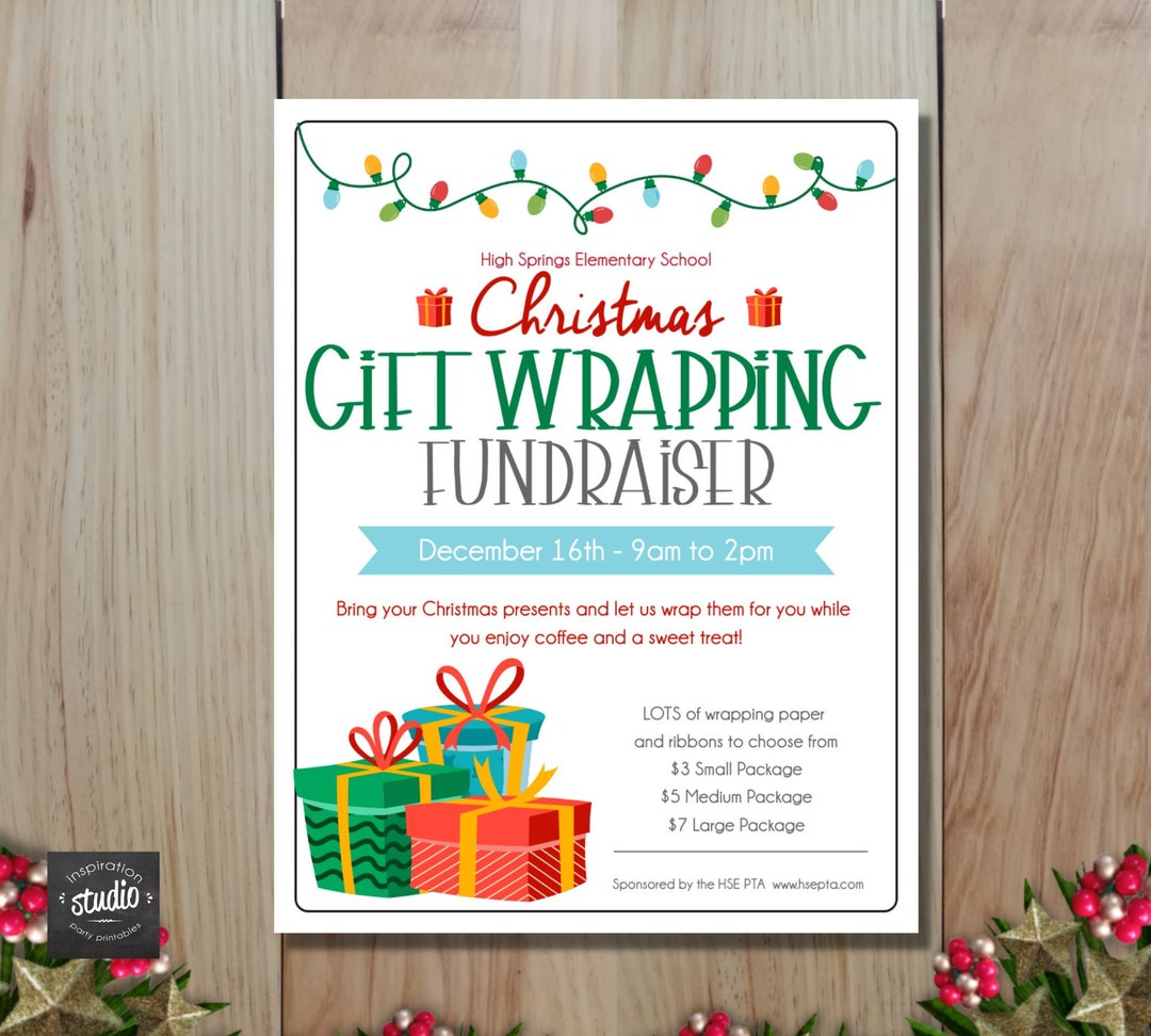 Christmas Gift Wrap Fundraiser Flyer Template, Holiday Gift Wrapping