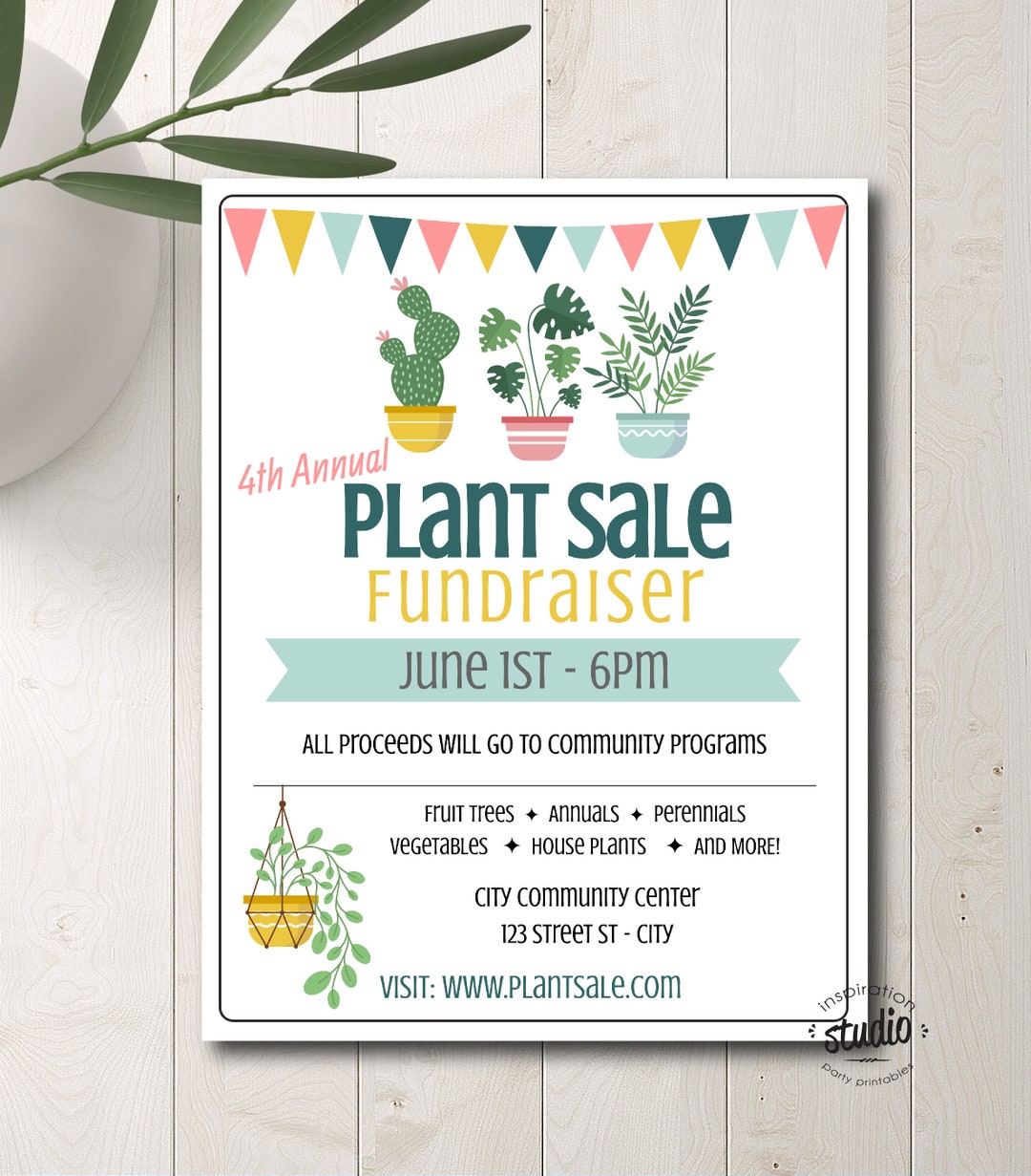 Plant Sale Fundraiser Flyer Template School Fundraiser Flyer PTA PTO 