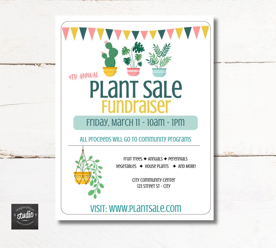 Plant Sale Fundraiser Flyer Template, School Fundraiser Flyer, PTA ...