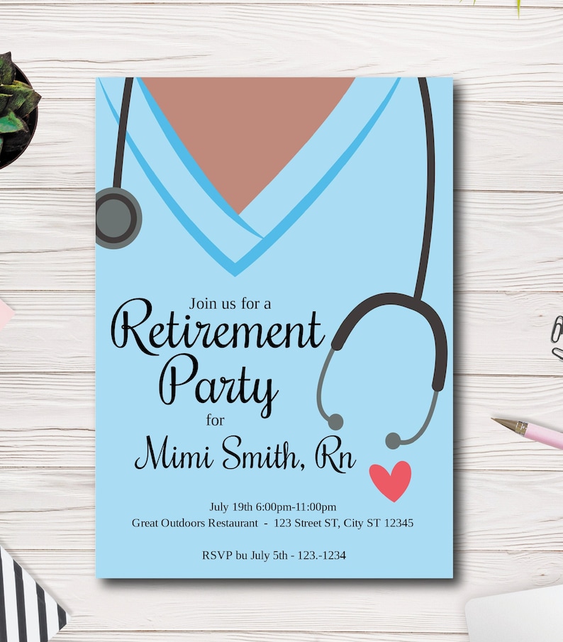 Nurse Retirement Invitation Template | Nurse Retirement Party Invite | Printable | RN Nurse Retirement Invite | Easy to use Template