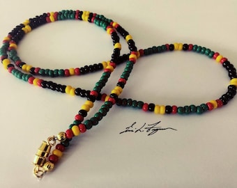 1977 One Love Jamaican Cobra Necklace. The Marley Tribute/rocker necklace/bead necklace/ hippie necklace/ Boho necklace/love beads/tshirts