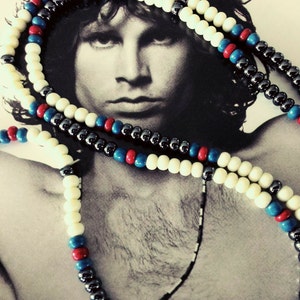 Jim Morrison 1967 Cobra Necklace/vintage white&gunmetal/Hippie bead necklace/Love bead necklace/boho necklace/bead necklace/Jimi Hendrix