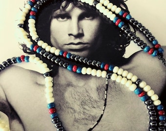 Jim Morrison 1967 Cobra Necklace/vintage white&gunmetal/Hippie bead necklace/Love bead necklace/ necklace/bead necklace/accessories