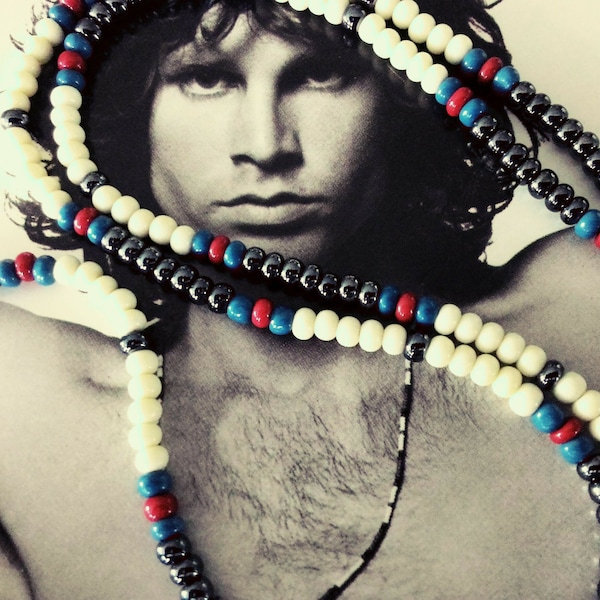 Jim Morrison 1967 Cobra Necklace/vintage white&gunmetal/Hippie bead necklace/Love bead necklace/ necklace/bead necklace/accessories