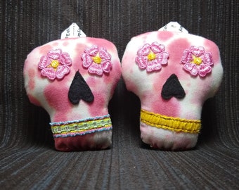 Plush Sugar Skull Ornament Set