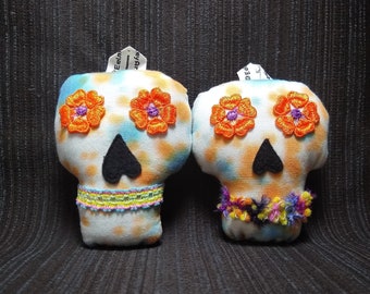 Plush Sugar Skull Ornament Set