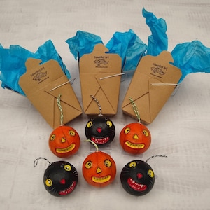 Pumpkin & Cat Clay Ornaments