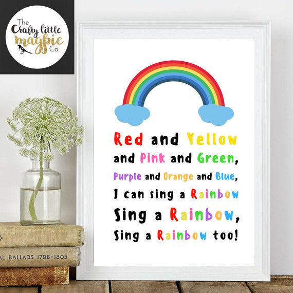 Nursery Rhyme Print Rainbow Song Print Wall Art Instant | Etsy