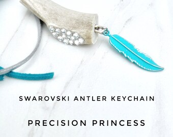 Swarovski Deer Antler Turquoise Handbag Tassel Keychain by Precision Princess