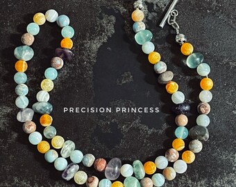 Fall, Spring or Summer Multicolored Stone Necklace by Precision Princess
