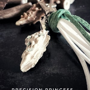 Peridot Swarovski Antler Keychain Purse Adornment with Green & White Tassel by Precision Princess image 4