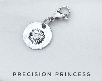 Textured Silver Sunflower Pendant by Precision Princess