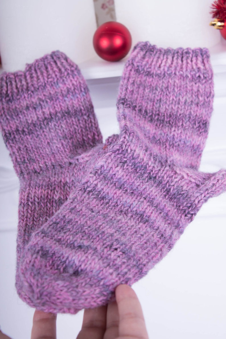 Pink Purple Wool Socks Warm Knitted Winter High-Quality House Home Socks Women Unique Socks Housewarming Birthday Valentines Gifts