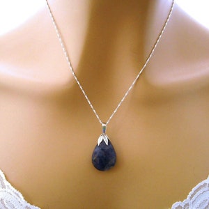 Blue Iolite Necklace, Iolite Pendant Necklace, Blue Gemstone Necklace, 21st Anniversary Gift, Blue Pendant, Blue Gemstone Sterling Silver