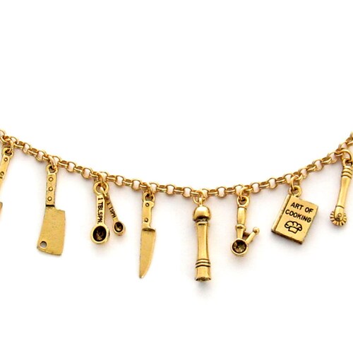 Culinary Bracelet Kitchen Utensils Cooking Gold Chef Etsy