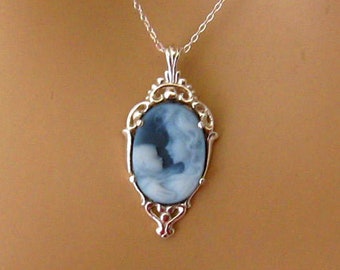 Collier camée mère en argent sterling, véritable camée en agate sculptée, camée mère et bébé, idée cadeau mère femme maman, vrais bijoux camée