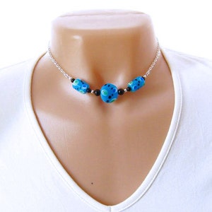 Aqua Blue Art Glass Necklace Aqua Jewelry Gift for Her Gift for Wife Gift for Sister Gifts for Women