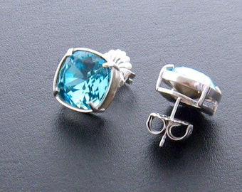 Something Blue Stud Earrings, Blue Crystal Earrings, Blue Post Earrings, Aqua Blue Crystal Studs, Choose Your Color Sterling Silver Earrings