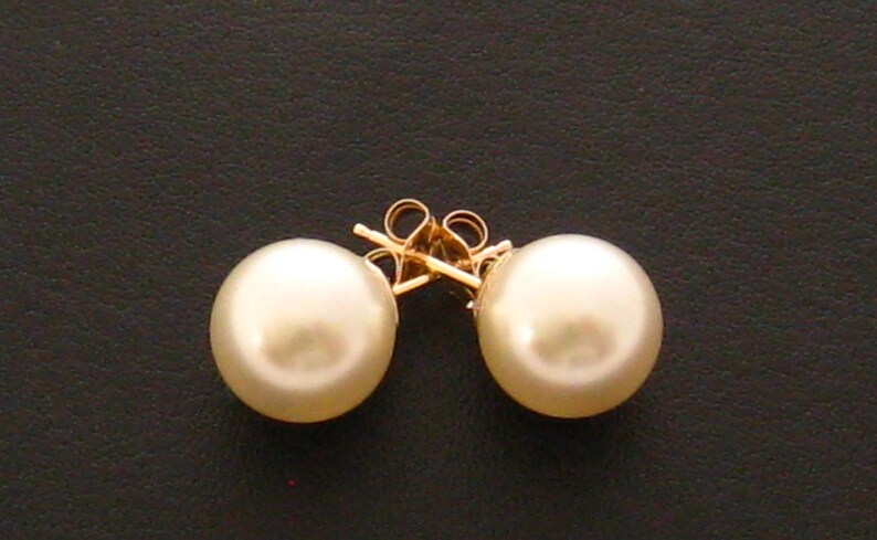 Pearl Stud Earrings,14 Carat Gold Filled 10 mm Large Pearl Earrings, Sweet 16, Pearl Ear Studs, Wedding Jewelry, Bridesmaids Gifts image 1