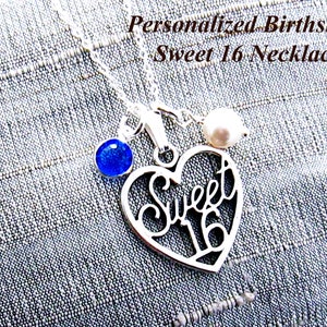 Süßes 16 Schmuck Geschenk für Mädchen, personalisierte Süße 16 Halskette, personalisierte Geburtsstein Schmuck Geschenk zum Sechzehnten Geburtstag, Süßes 16 Geschenk
