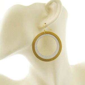 Big Hoop Earrings/Dangle Earrings/Hoop Silver Earrings/Silver and Gold Earrings/Gold Silver Earrings/Mixed Metal Earrings/Gold Hoop Earrings