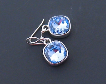 Blue Dangle Earrings/Blue Sapphire Earrings/Bridesmaid Gift/Blue Earrings/Crystal Dangle Earring/Gift for Her/Wife/Mom/Girlfriend Gift