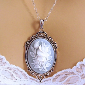 Blume Cameo Halskette Viktorianischen Schwarzen Cameo Rose Etsy