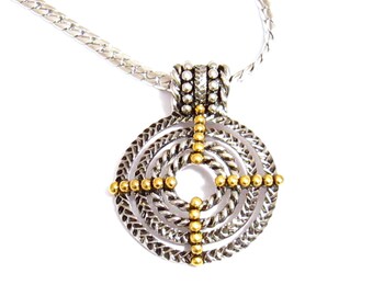 Gold and Silver Pendant Necklace