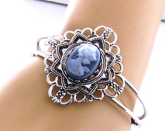 Viktoriansk dam Cameo armband, viktoriansk cameo armband, cameo, viktoriansk, cameo smyckesgåva, dam cameo, silver cameo armband