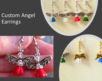 Christmas Angel Earrings, Holiday Jewelry, Religious Stocking Stuffer, Christmas Earrings, Christmas Jewelry Gift for Her