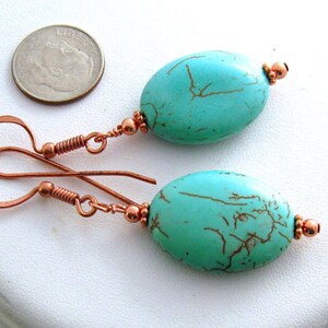 7th Anniversary Gift for Her/Copper Turquoise Earrings/Copper Jewelry/Blue Drops/ Copper Southwest Earrings/Copper Anniversary Gift for Wife