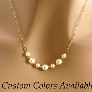 White Pearl Necklace, White Mother of the Bride Jewelry, Pearl Gold Bridal Necklace, White Bridesmaid Necklace, White Wedding Jewelry Choker