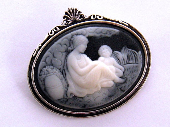 Mother and Child Pin Mother Child Cameo New Mom Jewelry Gift Mother and Child Brooch