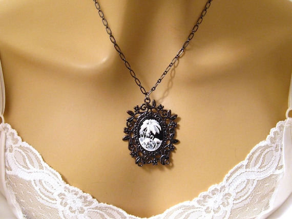 Flamingo Cameo Necklace, Flamingo Gift,  Flamingo Jewelry Gift, Jewelry Flamingo, Necklace Flamingo