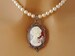 Victorian Woman Cameo Pearl Necklace, Victorian Pearl Cameo Necklace, Single Strand Pearl Necklaces, Cameo Jewelry, Romantic Pearl Jewelry 