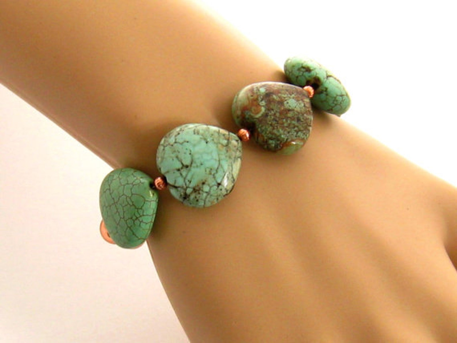 Long Blue Disk Turquoise Necklace - 26 inch