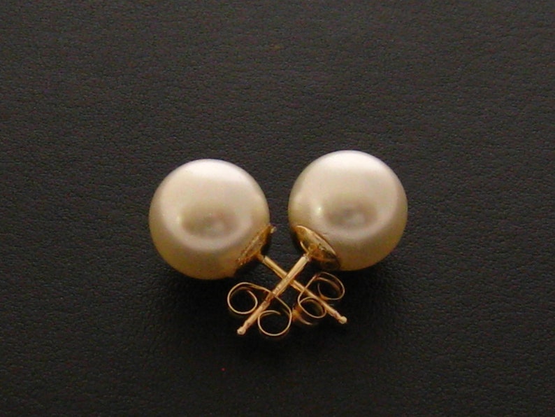 Pearl Stud Earrings,14 Carat Gold Filled 10 mm Large Pearl Earrings, Sweet 16, Pearl Ear Studs, Wedding Jewelry, Bridesmaids Gifts image 5